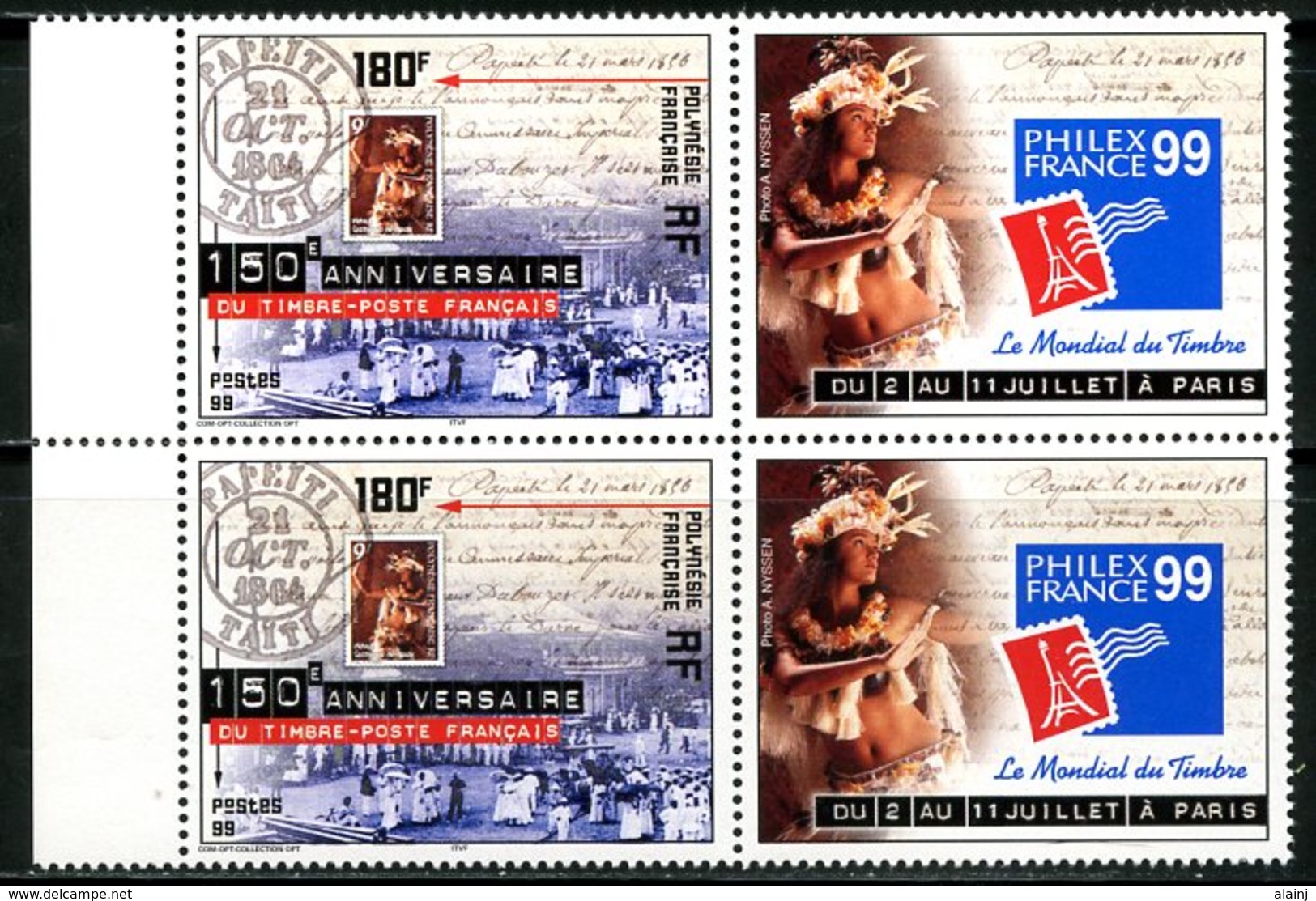 Polynésie   Y&T  602  XX   ---     MNH  --  Luxe  --  En Paire Avec Vignette... - Neufs