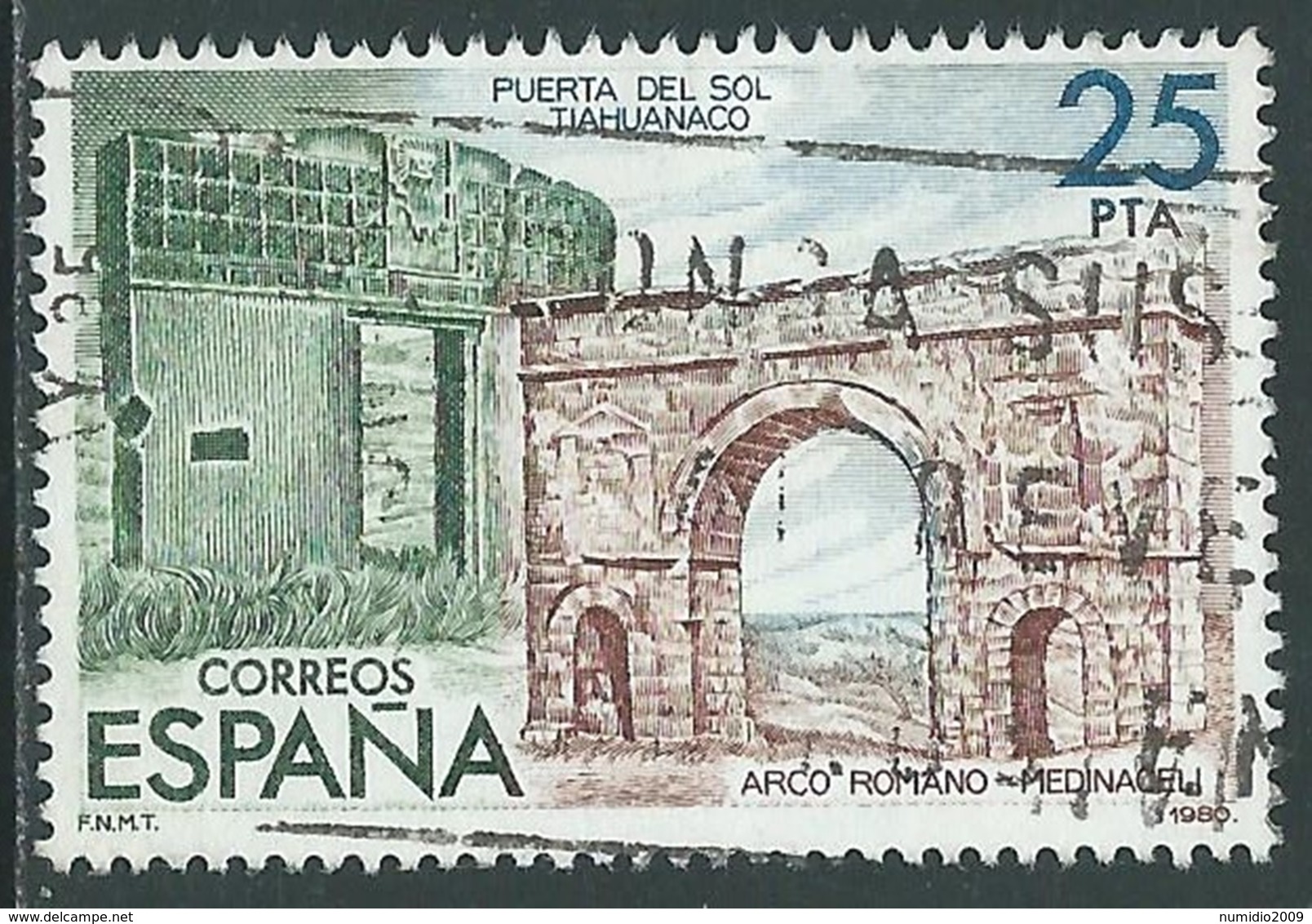 1980 SPAGNA USATO ESPOSIZIONE FILATELICA ESPAMER 25 P DA FOGLIETTO - F15-8 - Blocs & Hojas