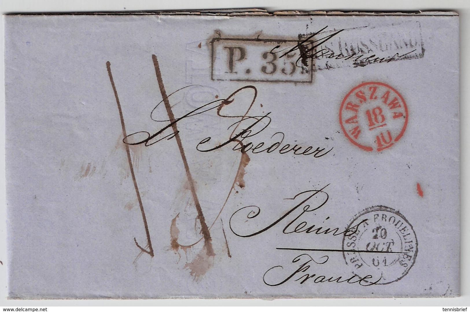 1861, " Warszawa " Glasklar ! Nach Frankreich  , A1753 - ...-1860 Prephilately