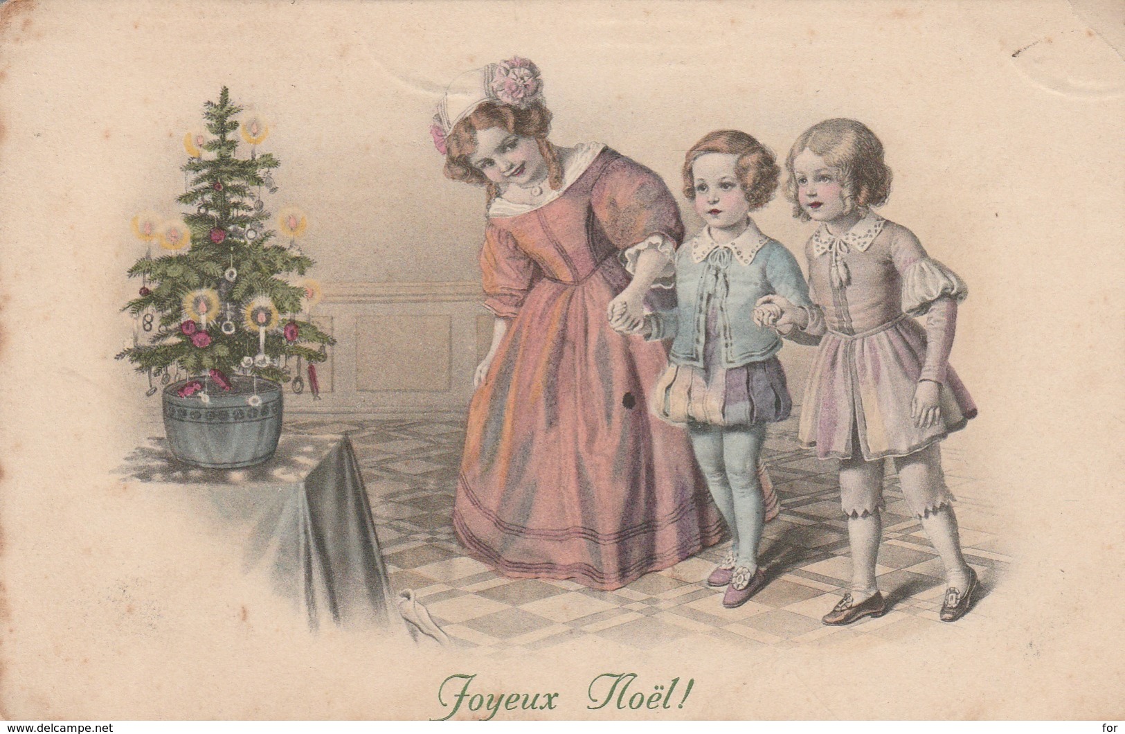 Illustrateur : M.M.  VIENNE - 3 Enfants Devant Le Sapin De Noel - ( Joyeux Noel ) - Colorisée - - Vienne