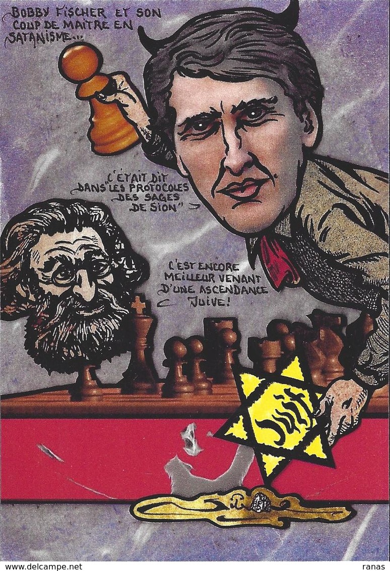 CPM échecs Chess Jihel Tirage Signé 30 Exemplaires Numérotés Signés Bobby Fischer Judaïca Drumont Antisémite - Ajedrez