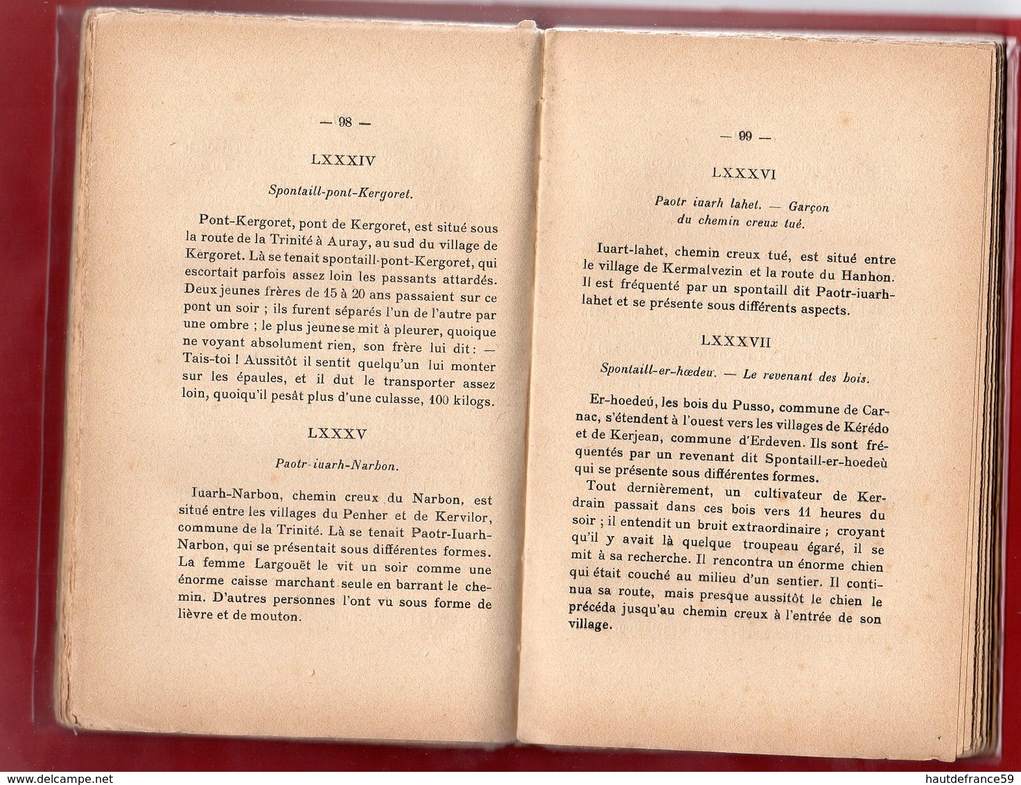 Libro 1928 CARNAC Légendes Traditions Coutumes & Contes Kérions Korigan Spontails Revenants Maisons Hantées - Bretagne