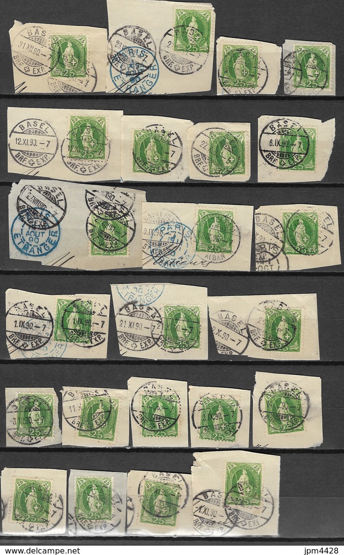 Suisse Lot De 29 Frangments Avec Oblitérations Année 1890 - Pour étude -  Départ Petit Prix - Vrac (max 999 Timbres)