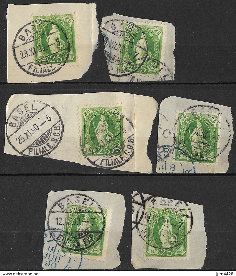 Suisse Lot De 29 Frangments Avec Oblitérations Année 1890 - Pour étude -  Départ Petit Prix - Vrac (max 999 Timbres)