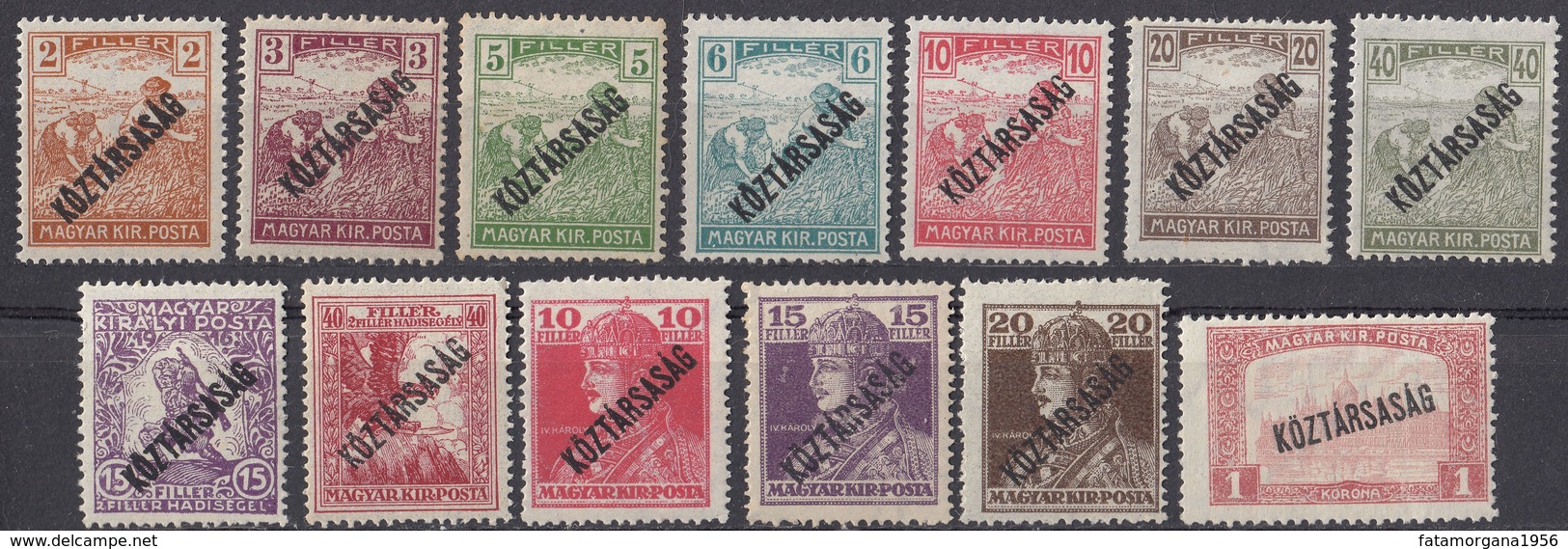 UNGHERIA - 1917/1918  - Lotto Di  13 Valori Nuovi MH/MNH: Yvert 196/199, 201/206, 211/213, Come Da Immagine. - Ungebraucht