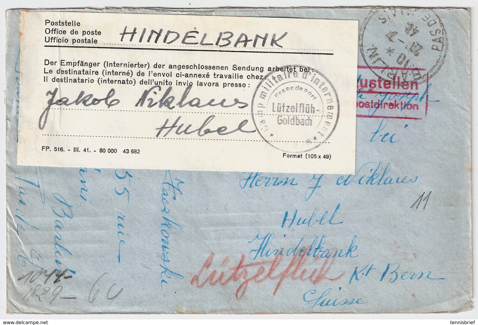 1941, Internierten-Post Aus Frankreich  , Selt. Zettel, Camp  Internement  , R! , A1763 - Briefe U. Dokumente