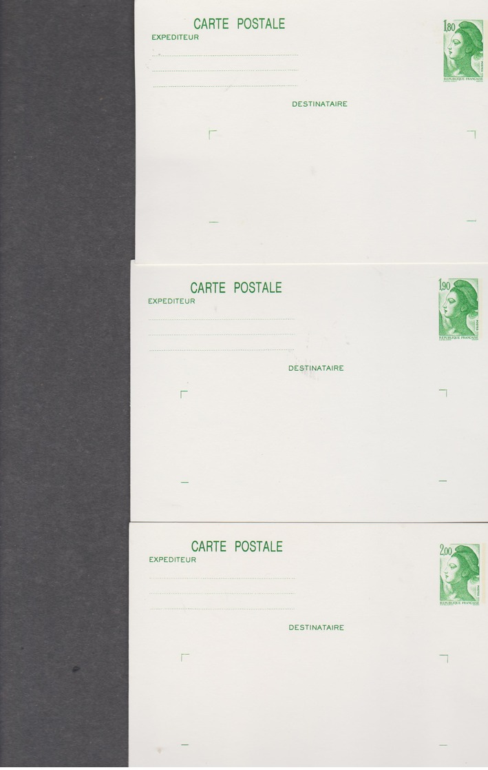 FRANCE 3 Entier Postal Carte Liberté De Gandon Vert N°YT 2375-CP1 - 2424-CP1 - 2484-CP1 Années 1985-88 - Cartoline Postali E Su Commissione Privata TSC (ante 1995)