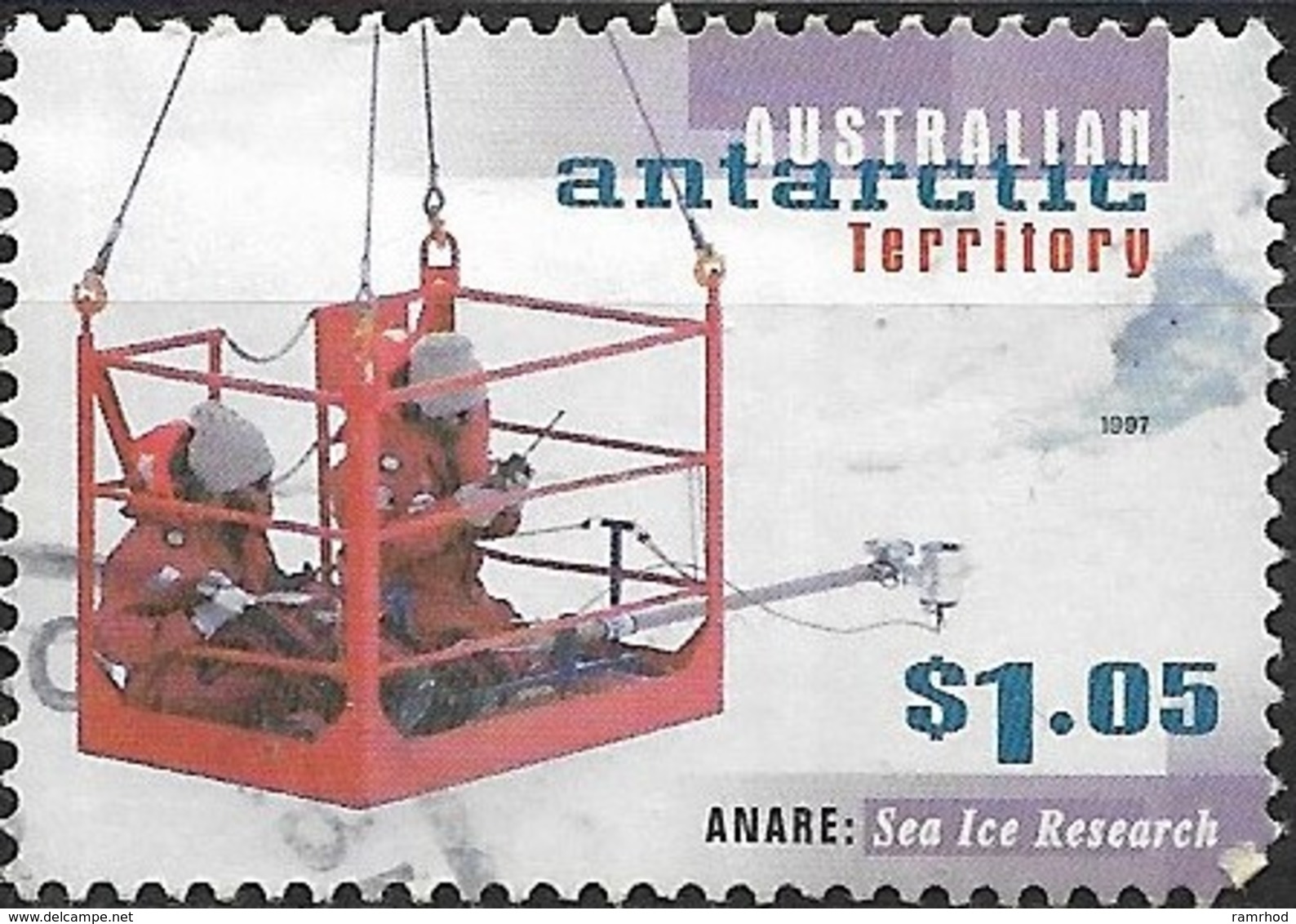 AUSTRALIAN ANTARCTIC TERRITORY 1997 50th Anniv National Antarctic Research Expeditions - $1.05 - Scientists In Cage FU - Usados