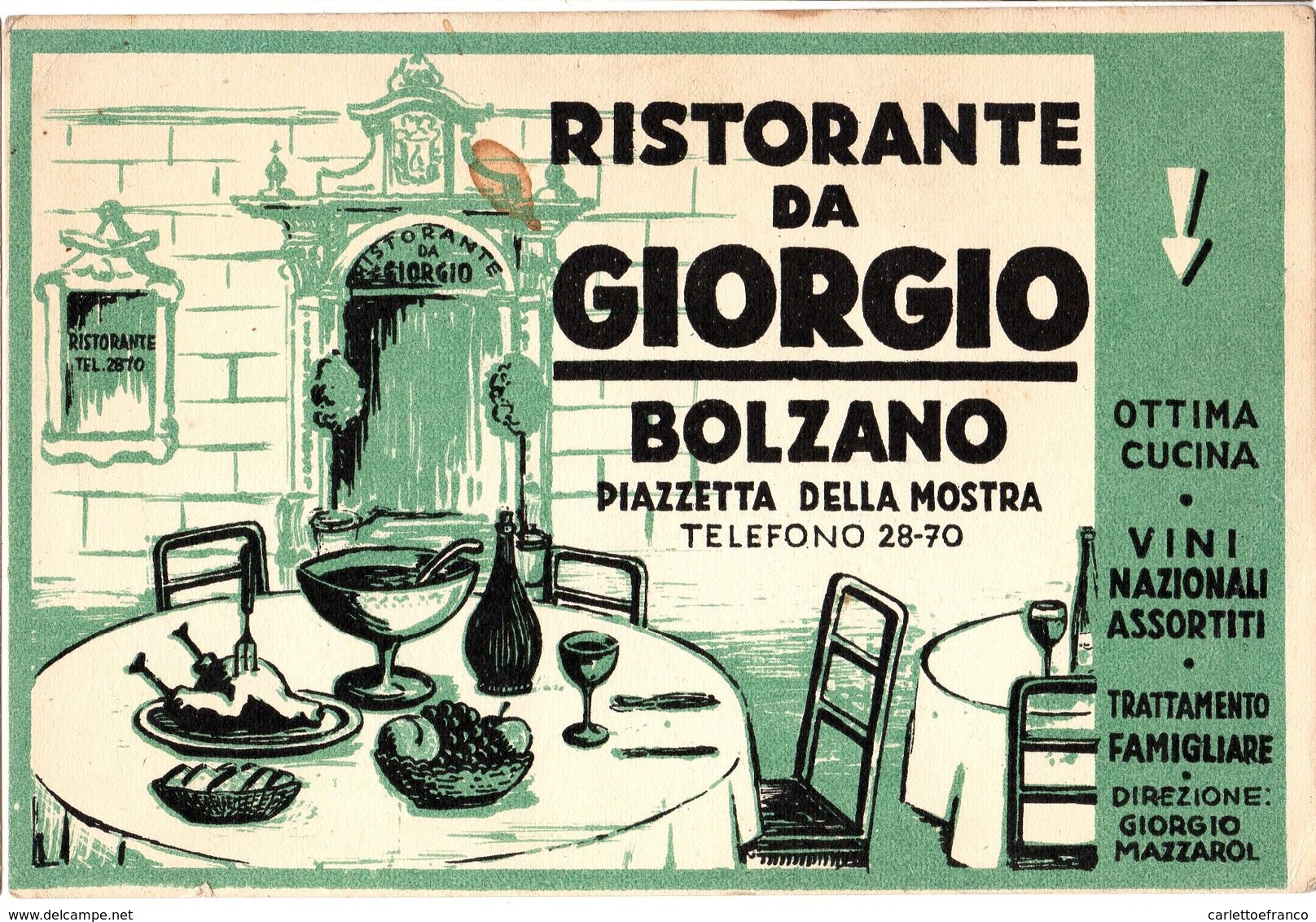 Ristorante " Da Giorgio " - Bolzano ( Piazzetta Della Mostra ) - Retro Bianco - Bolzano (Bozen)