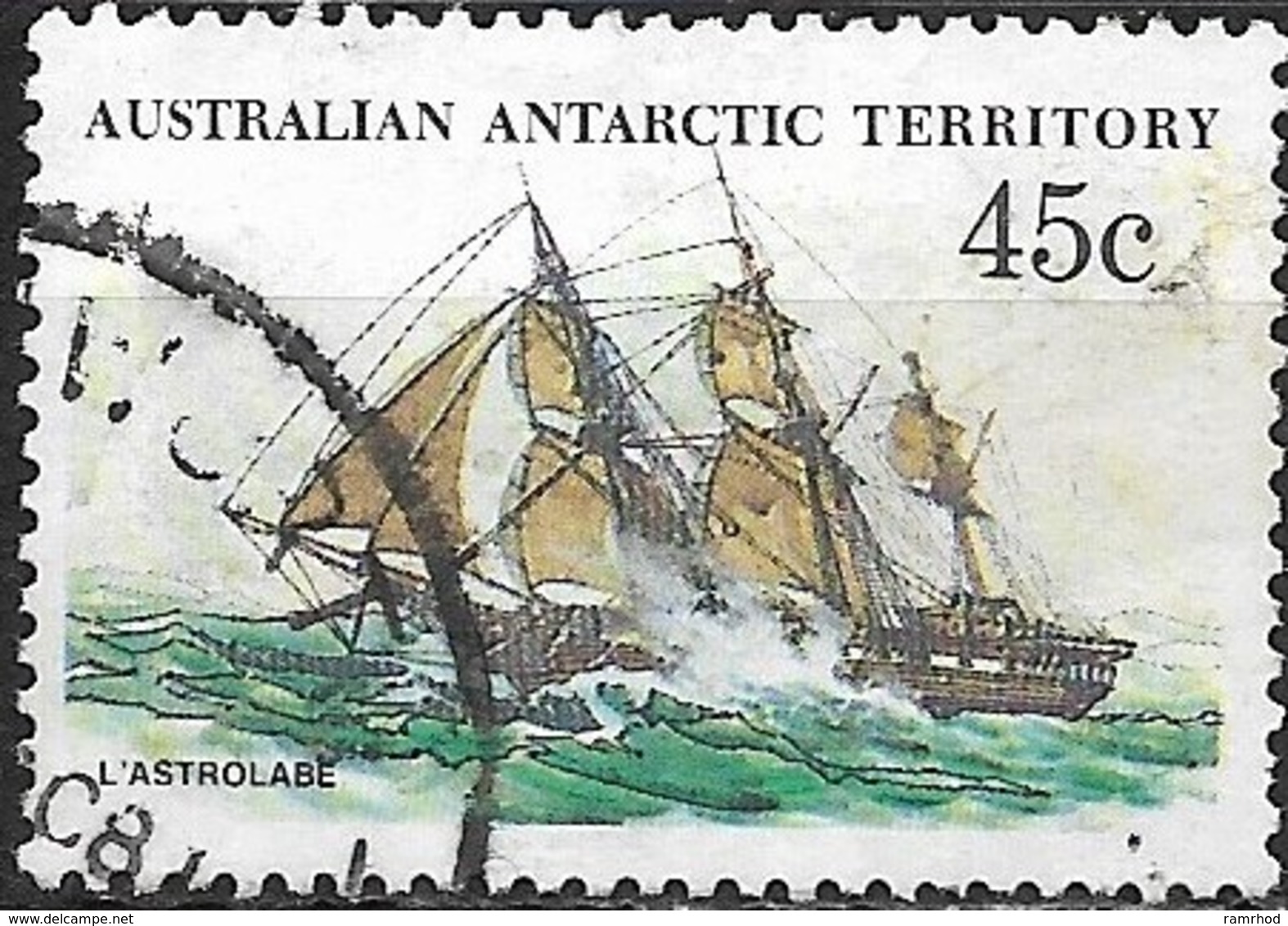 AUSTRALIAN ANTARCTIC TERRITORY 1979 Ships - 45c - L'Astrolabe (D'Urville's Ship) FU - Oblitérés