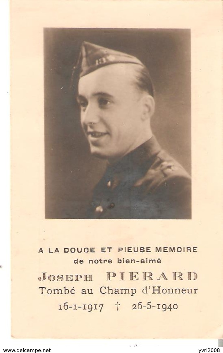 Fairpart Décès JOSEPH PIERARD (Guerre 40/45) 1917-1940 -Beauraing Impr. J. Remy - Décès