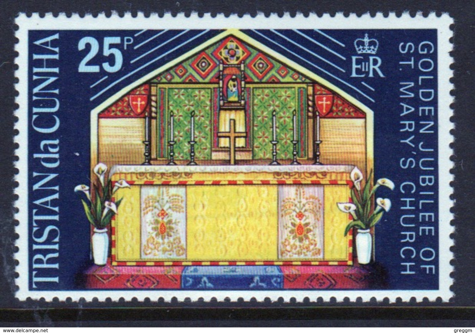 Tristan Da Cunha 1973  Single Stamp Commemorating Golden Jubilee Of St Mary's Church. - Tristan Da Cunha