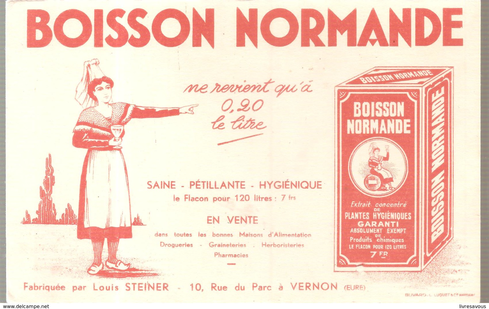 Grégoire BOISSON NORMANDE Fabriquée Par Louis Steiner 10 Rue Du Parc à Vernon (Eure) - Limonadas - Refrescos