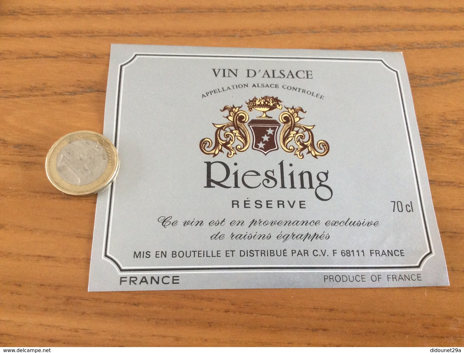 Etiquette « Vin D’Alsace - Riesling - C.V. F. (68) » - Blancs