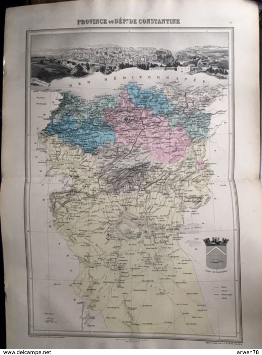 Carte Plan De La Province Ou Departement De Constantine Issu De L'atlas Migeon De 1886 - Cartes Géographiques