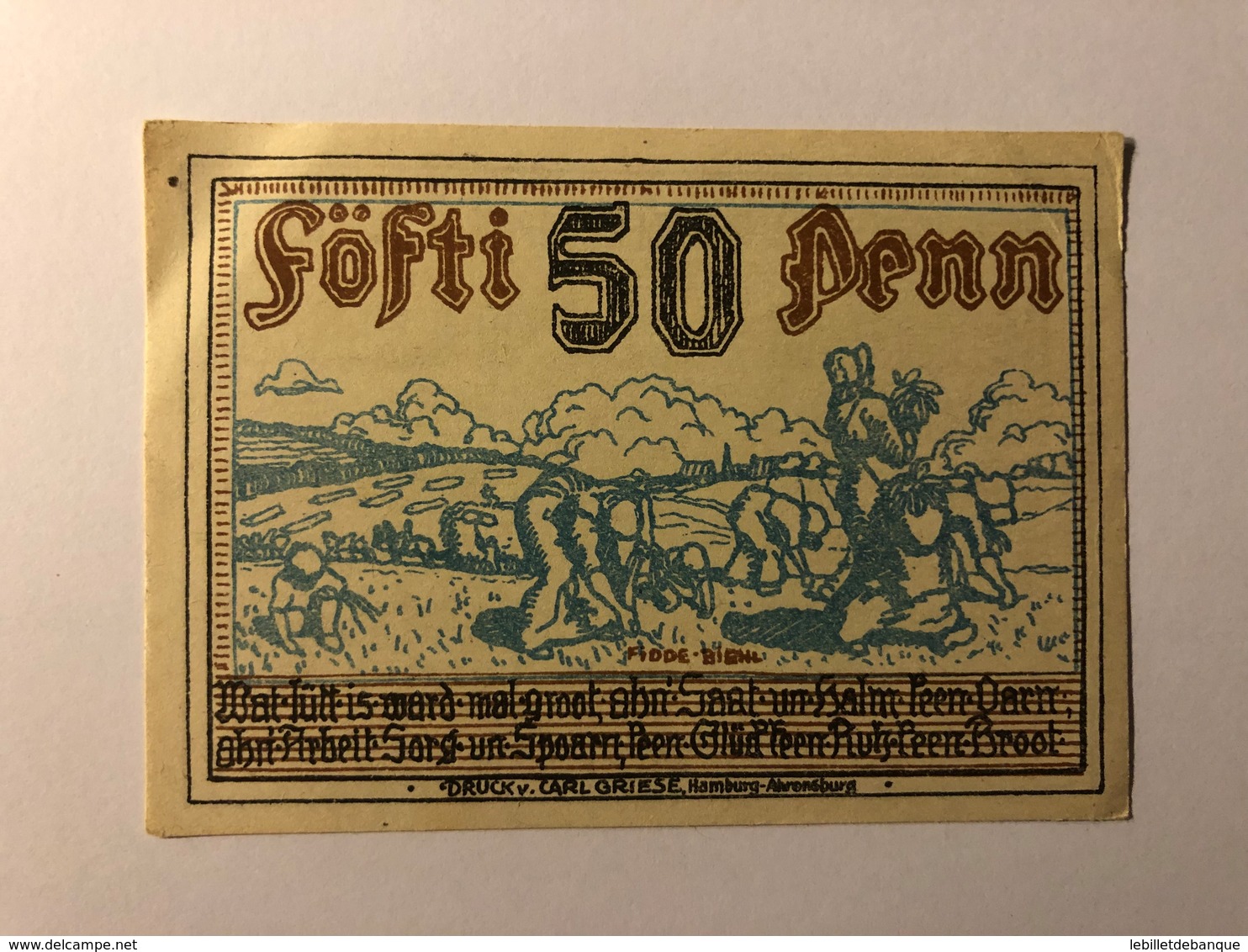 Allemagne Notgeld Storman 50 Pfennig - Collections