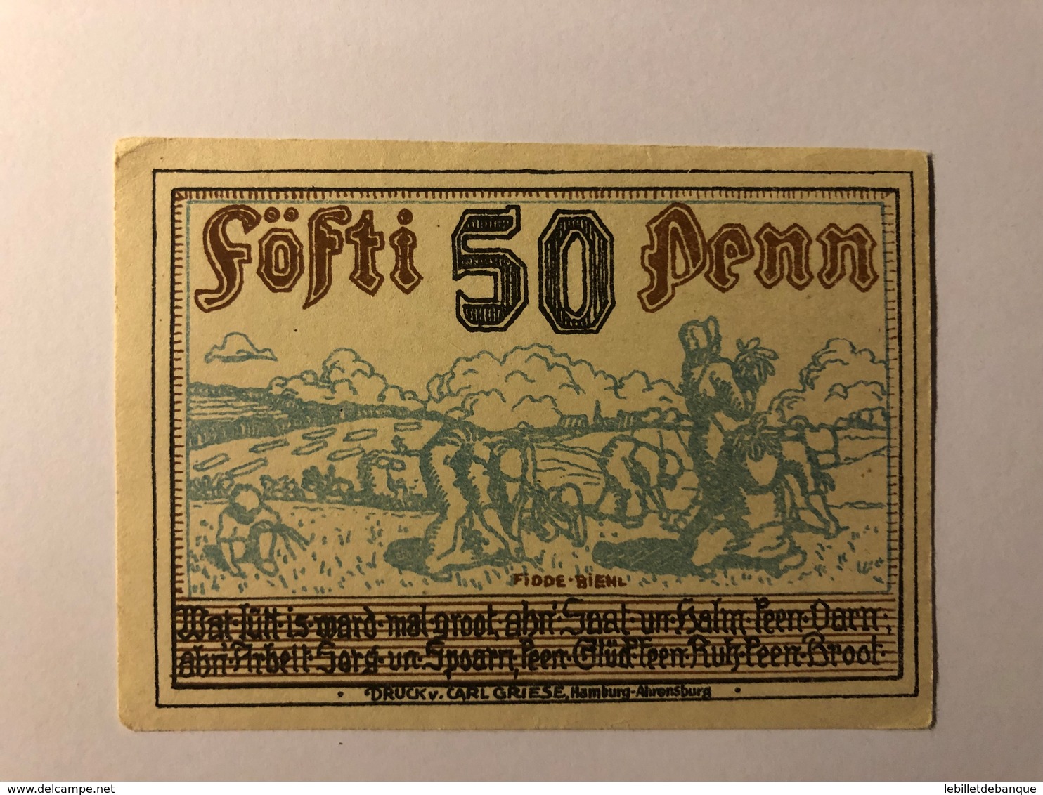 Allemagne Notgeld Storman 50 Pfennig - Collections