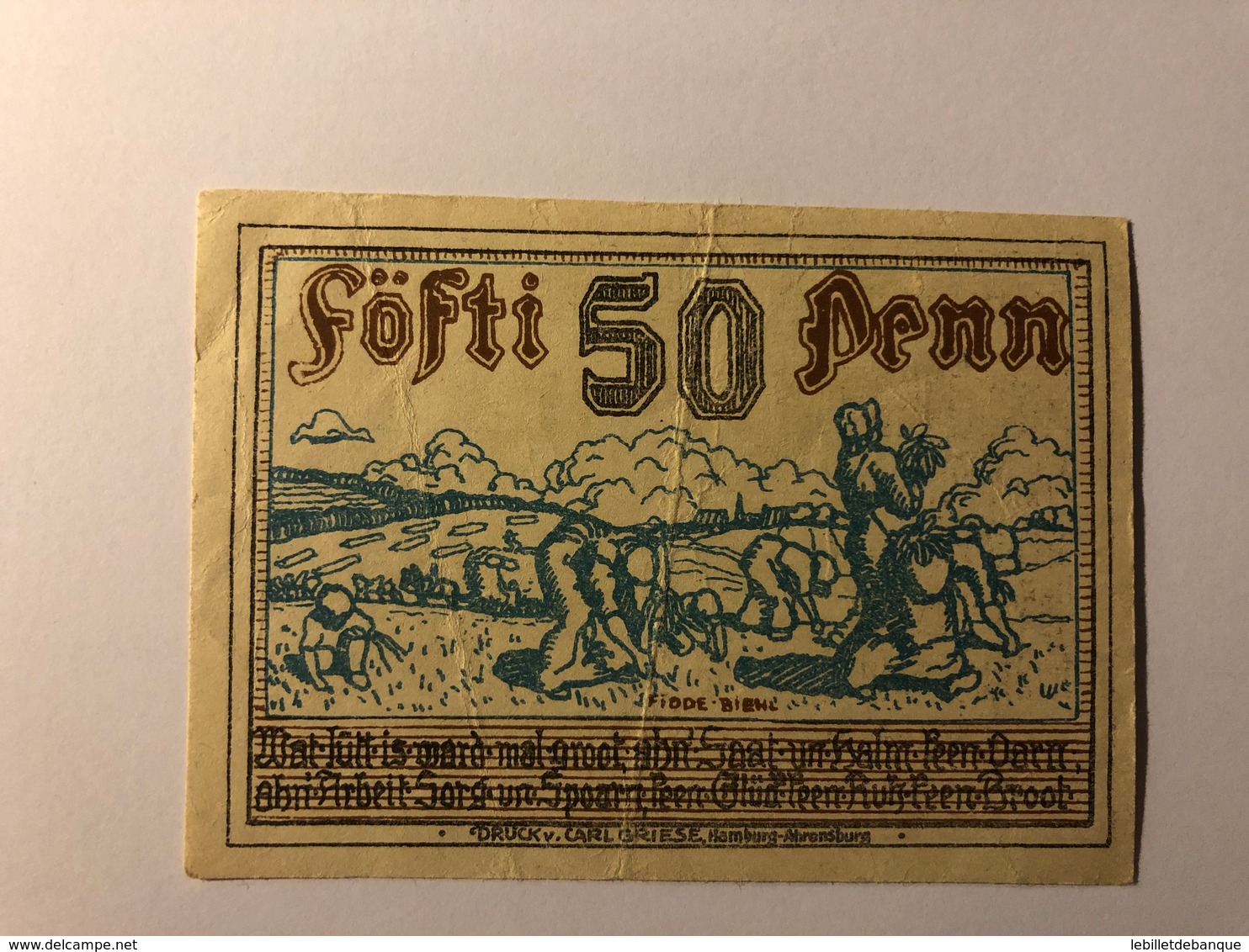 Allemagne Notgeld Storman 50 Pfennig - Collections