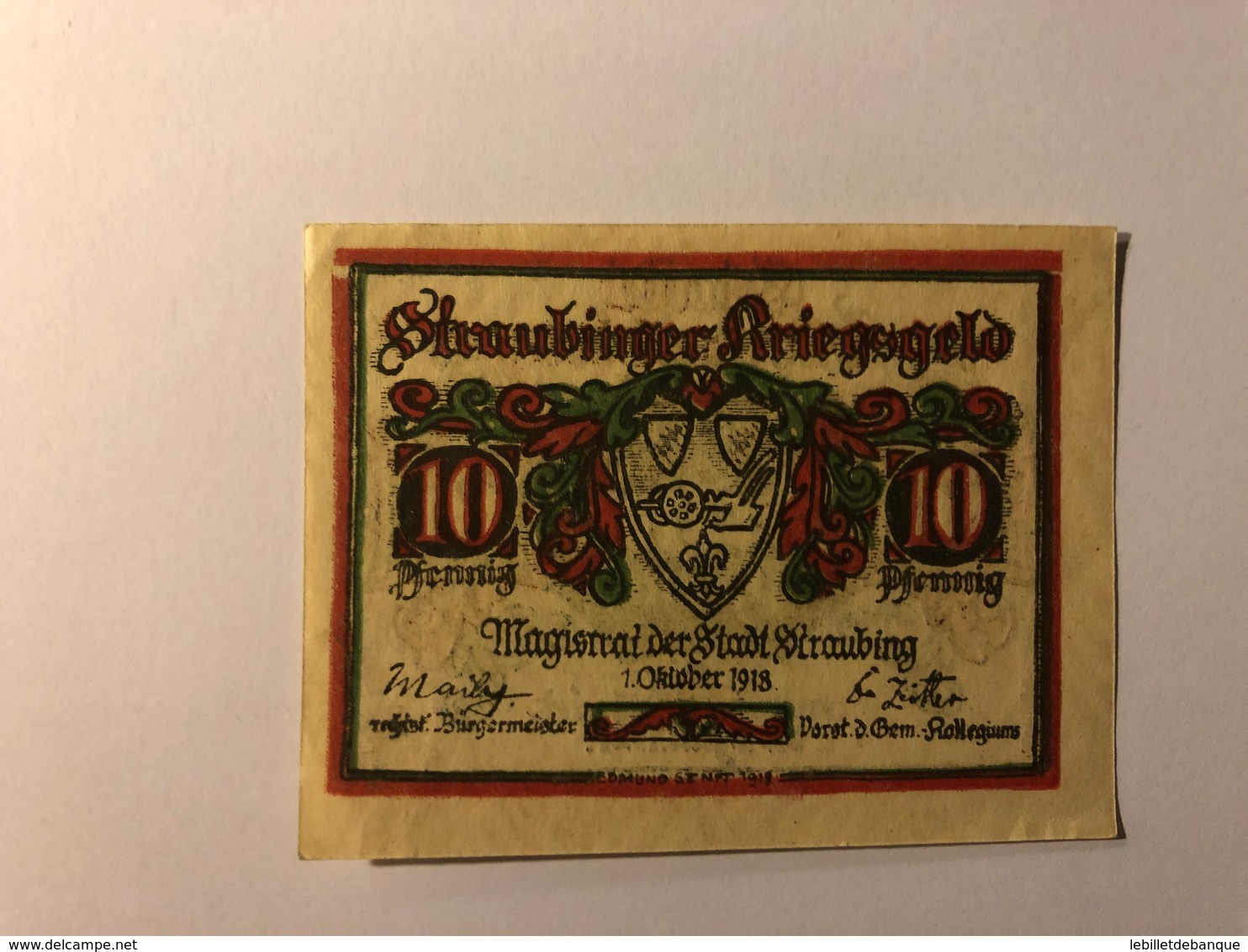 Allemagne Notgeld Straubing 10 Pfennig - Collections