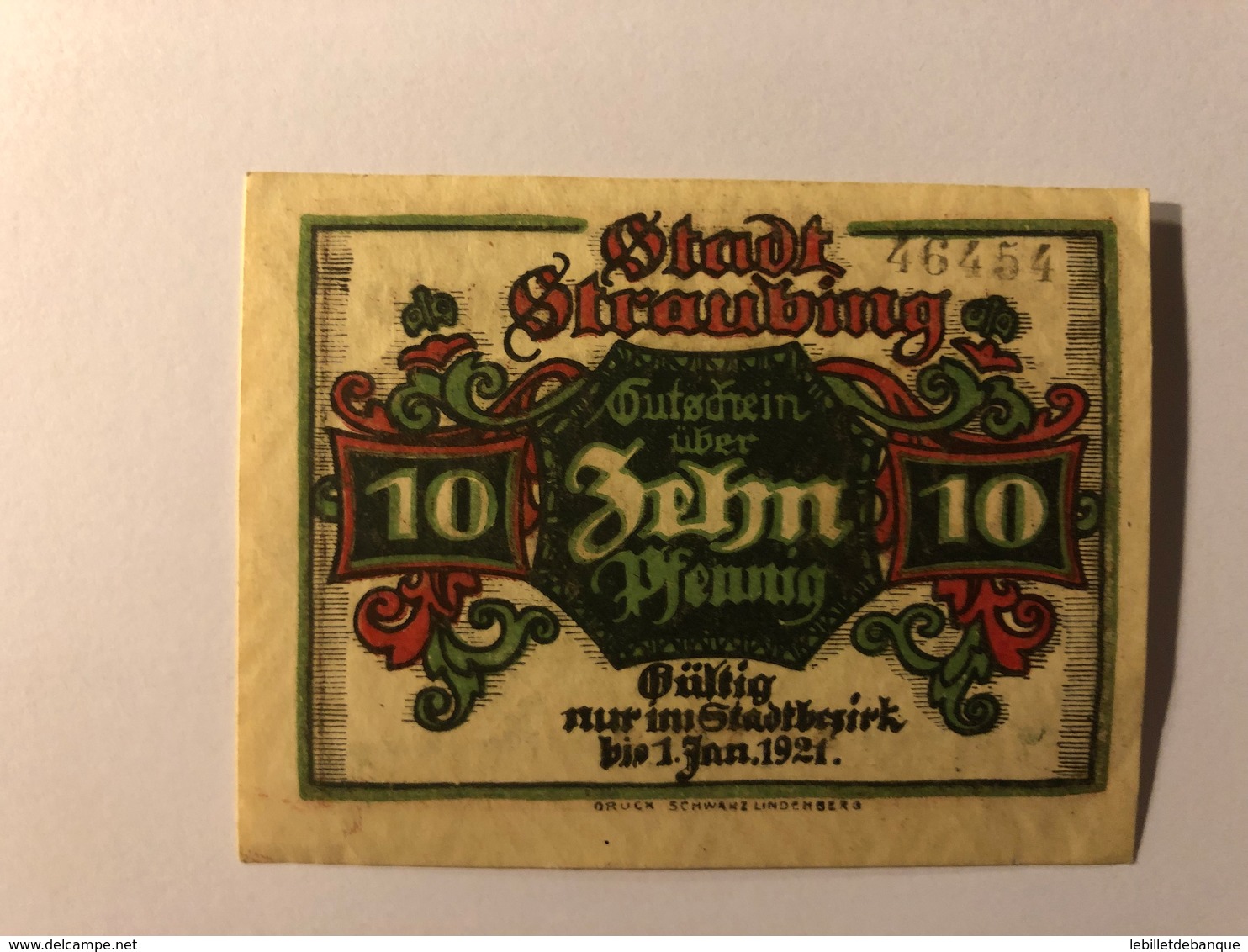 Allemagne Notgeld Straubing 10 Pfennig - Collections