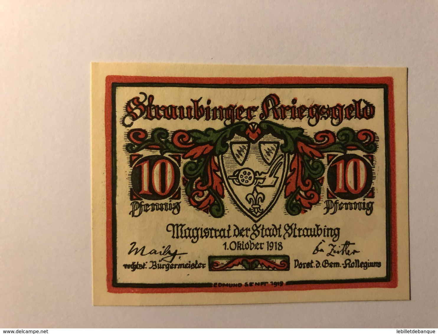 Allemagne Notgeld Straubing 10 Pfennig - Collections