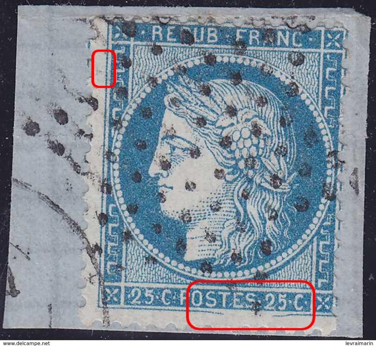 N°60A Position 138G3 1er état, Très Belle Variété Suarnet 38, Sur Petit Fragment, TB - 1871-1875 Cérès