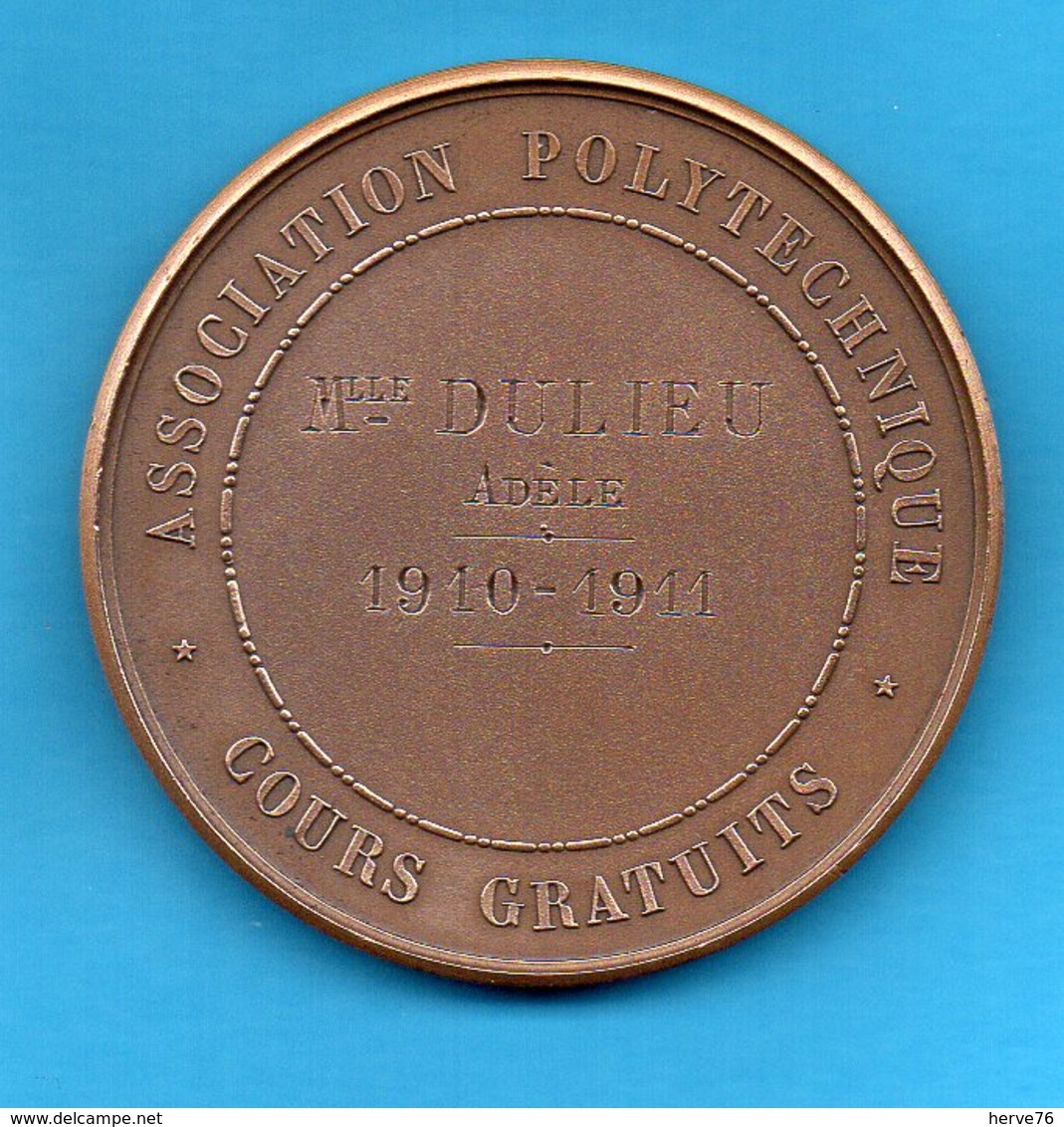 Médaille En Bronze  - 1910-1911 - Association Polytechnique - Cours Gratuits - Mlle DULIEU Adèle - Autres & Non Classés