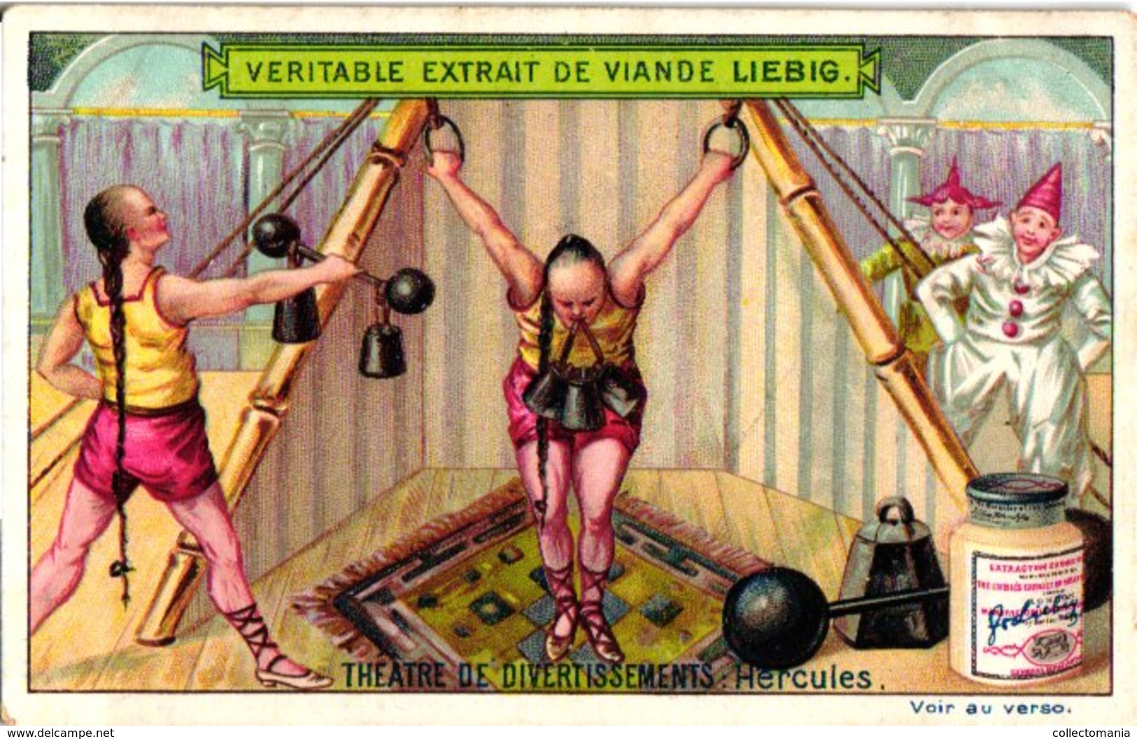 0504-  Liebig 6 Cards--C1897-Variety Acts-Théâtre De Divertissement Weight Lifting-Clowns-Acrobates-Charmeur De Serpent- - Liebig