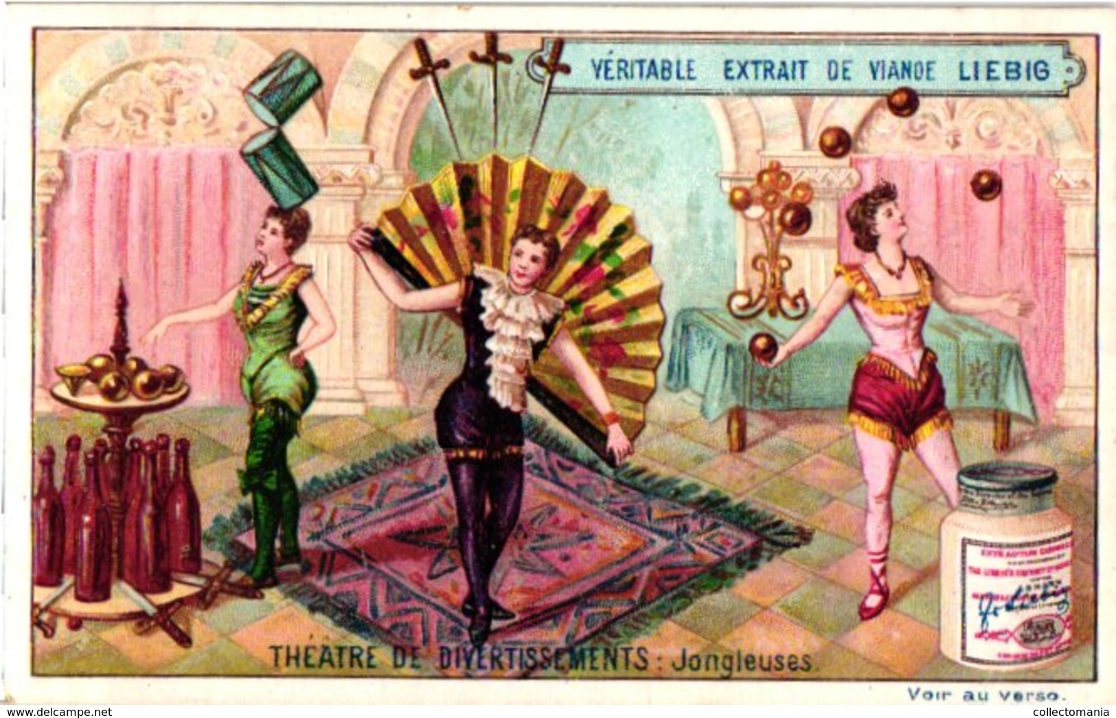 0504-  Liebig 6 Cards--C1897-Variety Acts-Théâtre De Divertissement Weight Lifting-Clowns-Acrobates-Charmeur De Serpent- - Liebig