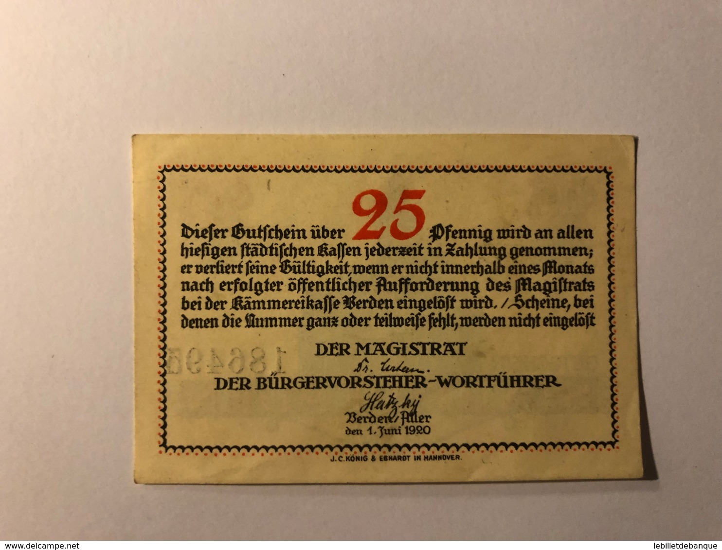 Allemagne Notgeld Verden 25 Pfennig - Collections