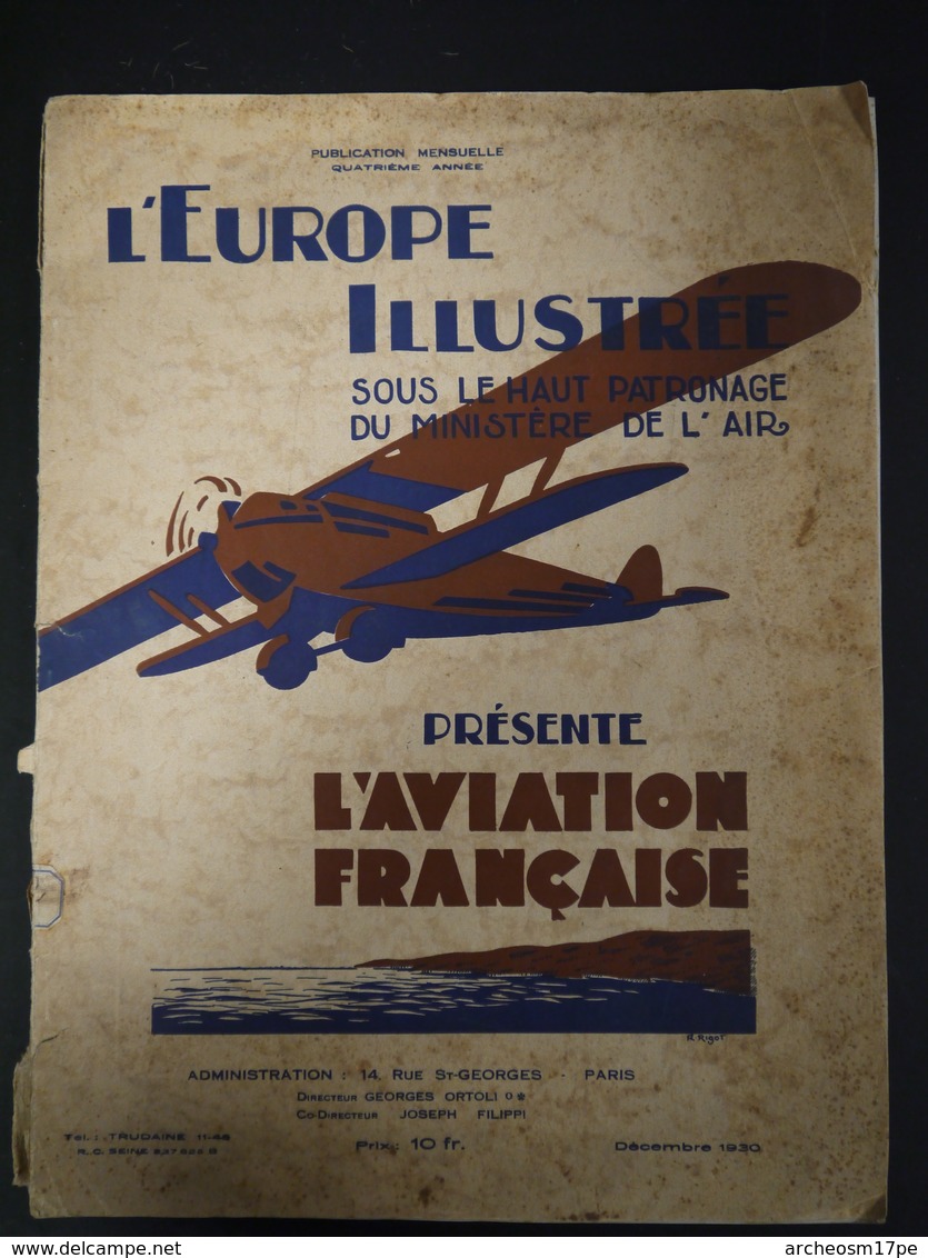 Revue L'Europe Illustrée Ministère De L'Air Aviation Française 1930 Le Brix Aviateur Aéronautique Avion Lignes Aériennes - 1900 - 1949