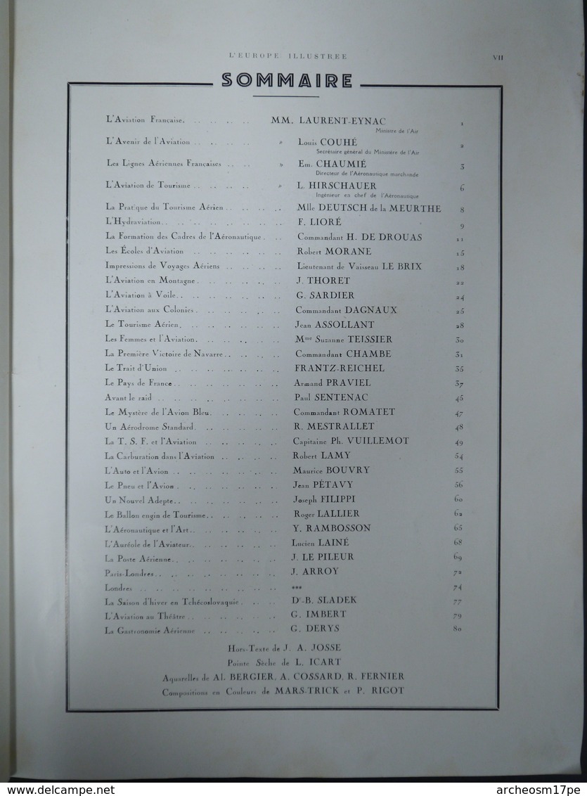 Revue L'Europe Illustrée Ministère De L'Air Aviation Française 1930 Le Brix Aviateur Aéronautique Avion Lignes Aériennes - 1900 - 1949