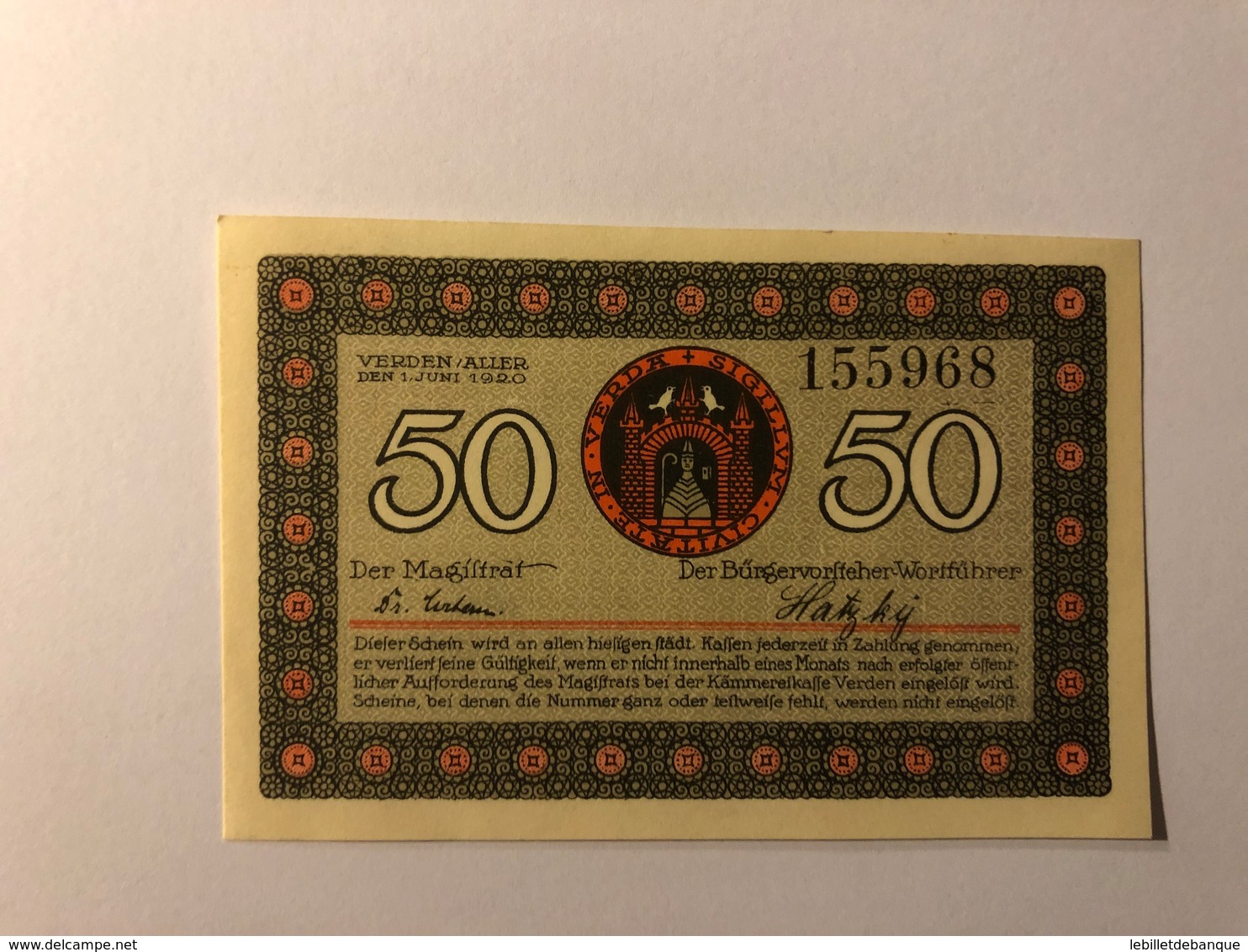 Allemagne Notgeld Verden 50 Pfennig - Collections