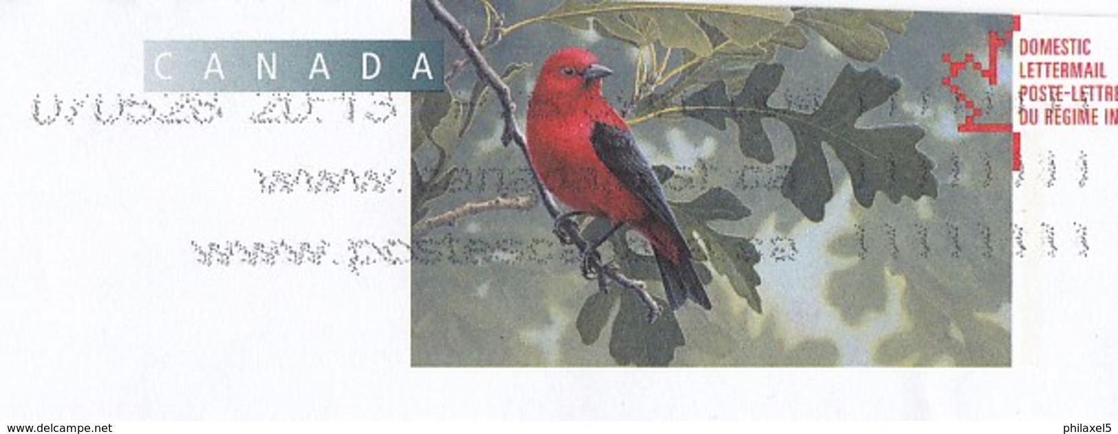 Canada - Postwaardestuk/enveloppe - Scarlet Tanager - Gebruikt - 10.5 X 24.2 Cm - 1953-.... Regering Van Elizabeth II