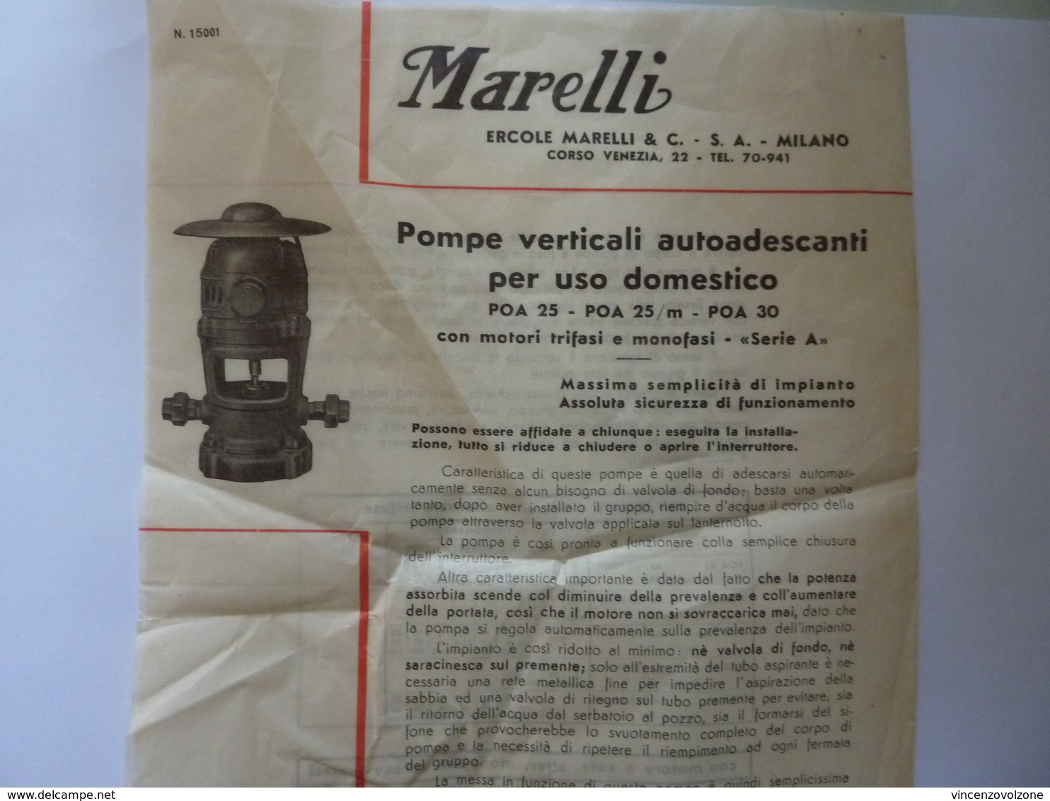 Stampato Pubblicitario Su  Carta Velina "MARELLI - ERCOLE MARELLI & C. S.A. MILANO" 1940 - Pubblicitari