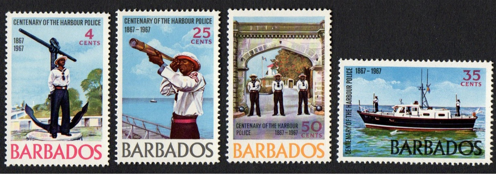 Barbados.  1967 The 100th Anniversary Of Harbour Police. SG 363-366. MNH - Barbados (1966-...)