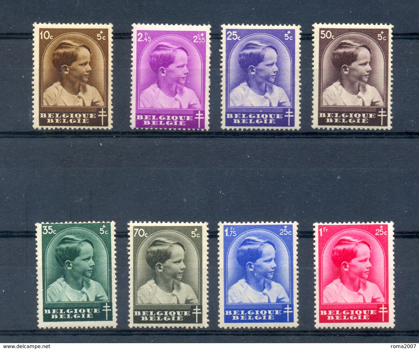 België 1936 : Serie Nrs 438 T/e/m 445.  MNH** Postfris. TUBERCULOSE.  Z.H. Prins Boudewijn. - Ongebruikt