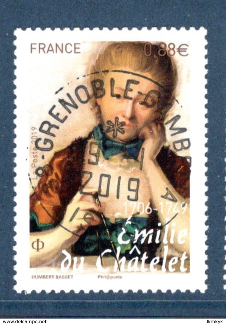 France 2019. Emilie Du Chatelet.Cachet Rond.Gomme D'Origine - Oblitérés