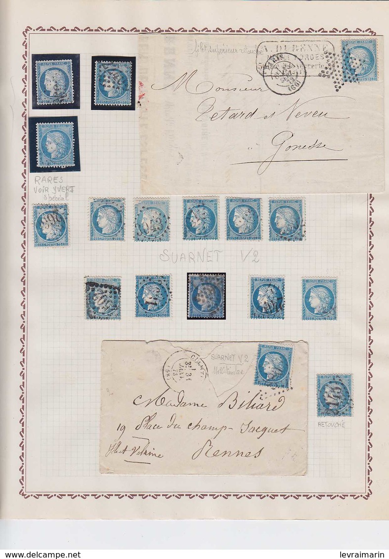 N°60A, Superbe Collection De Variétés Suarnet Avec 1260 Timbres Et 65 Lettres, Ensemble RRRR - 1871-1875 Cérès
