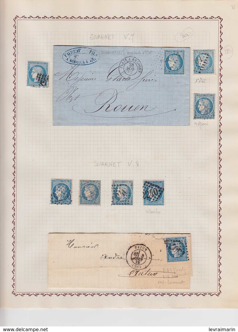 N°60A, Superbe Collection De Variétés Suarnet Avec 1260 Timbres Et 65 Lettres, Ensemble RRRR - 1871-1875 Cérès