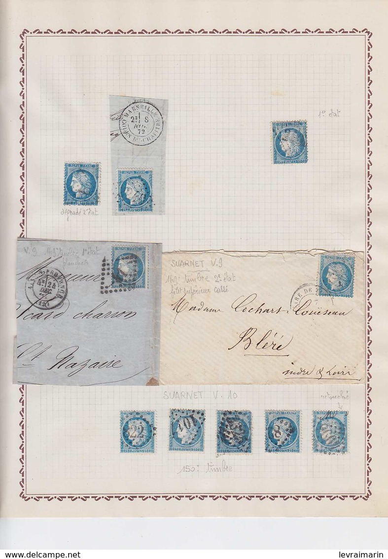 n°60A, superbe collection de variétés Suarnet avec 1260 timbres et 65 lettres, ensemble RRRR