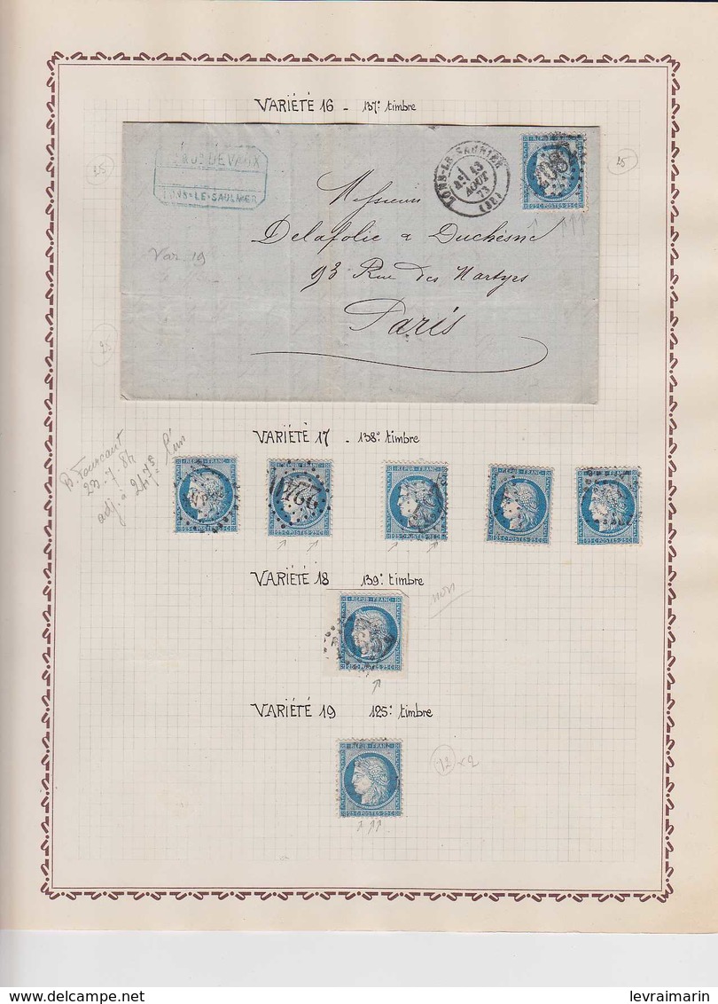 n°60A, superbe collection de variétés Suarnet avec 1260 timbres et 65 lettres, ensemble RRRR