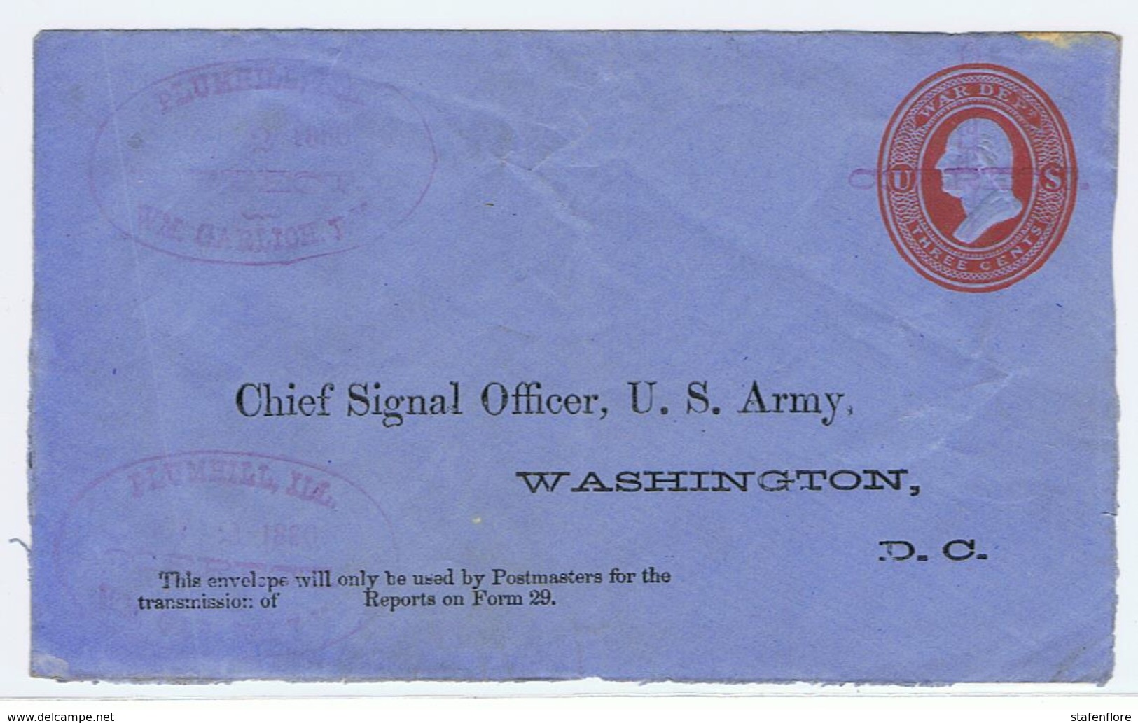 FRONT Van Omslag Uit U.S.Army , Washington, Met Speciale Stempel Plumeill - Autres - Amérique