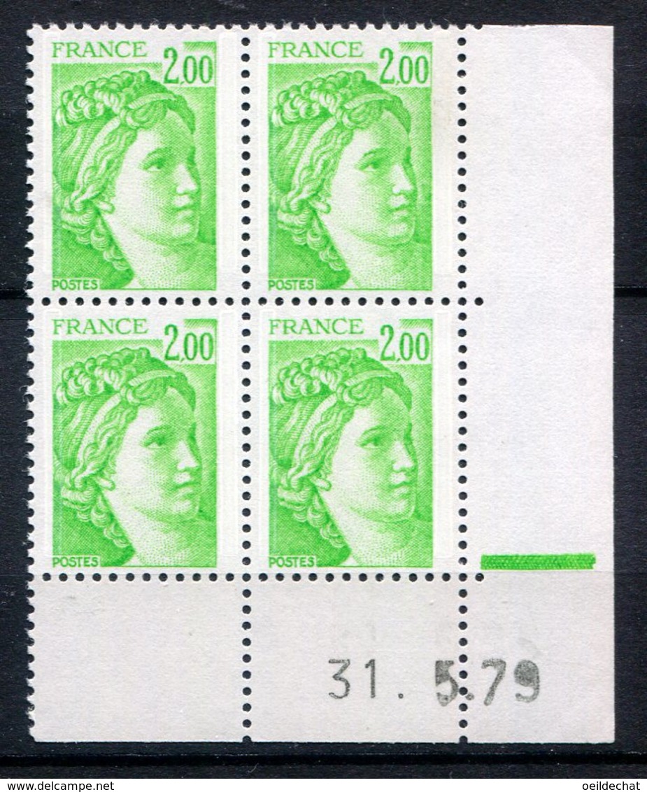 10858  FRANCE N°1977 **  2F Vert-jaune   Sabine   C.D Du  31.5.79       TTB - 1970-1979