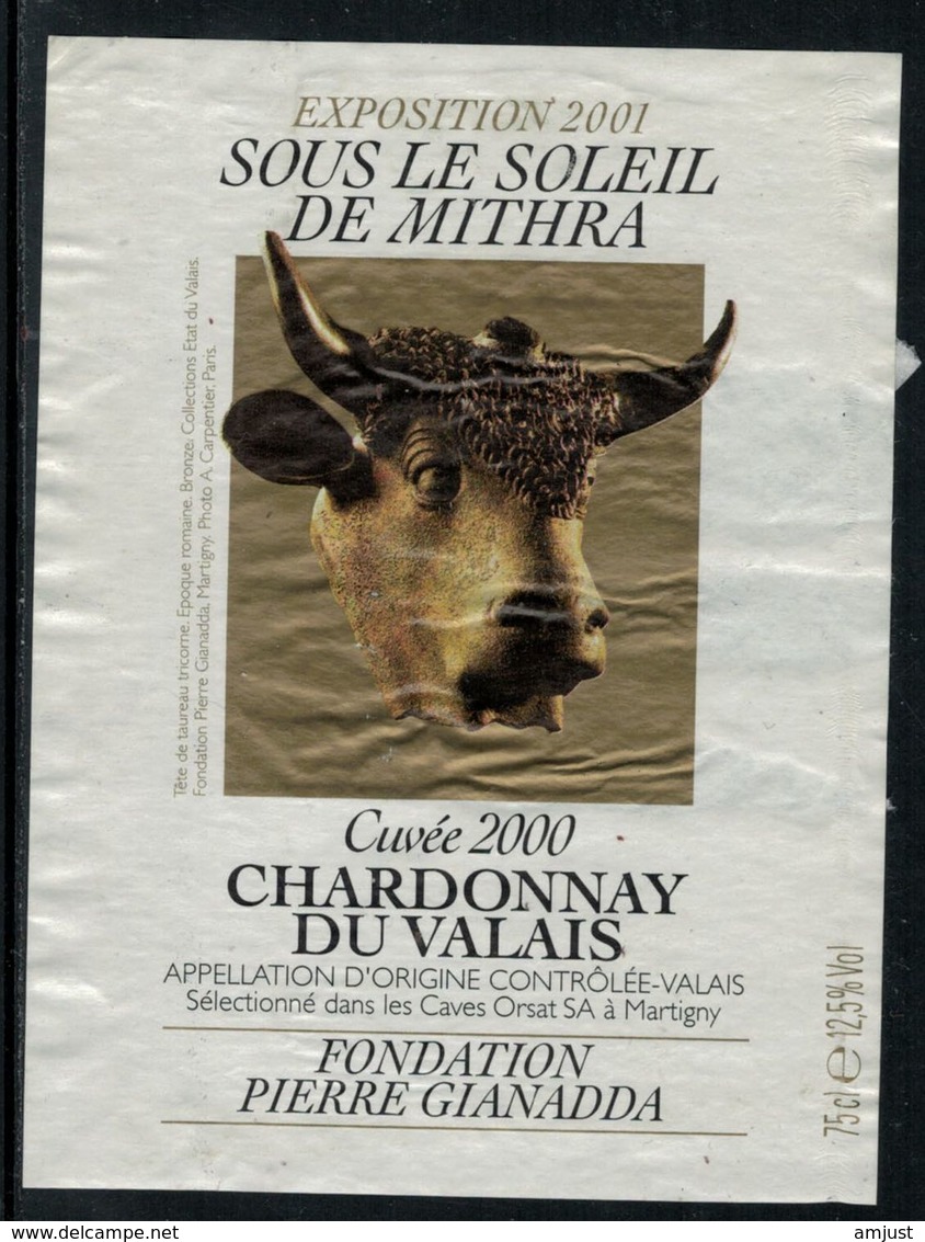 Rare // Etiquette De Vin // Vaches // Chardonnay Du Valais, Sous Le Soleil De Mithra - Kühe