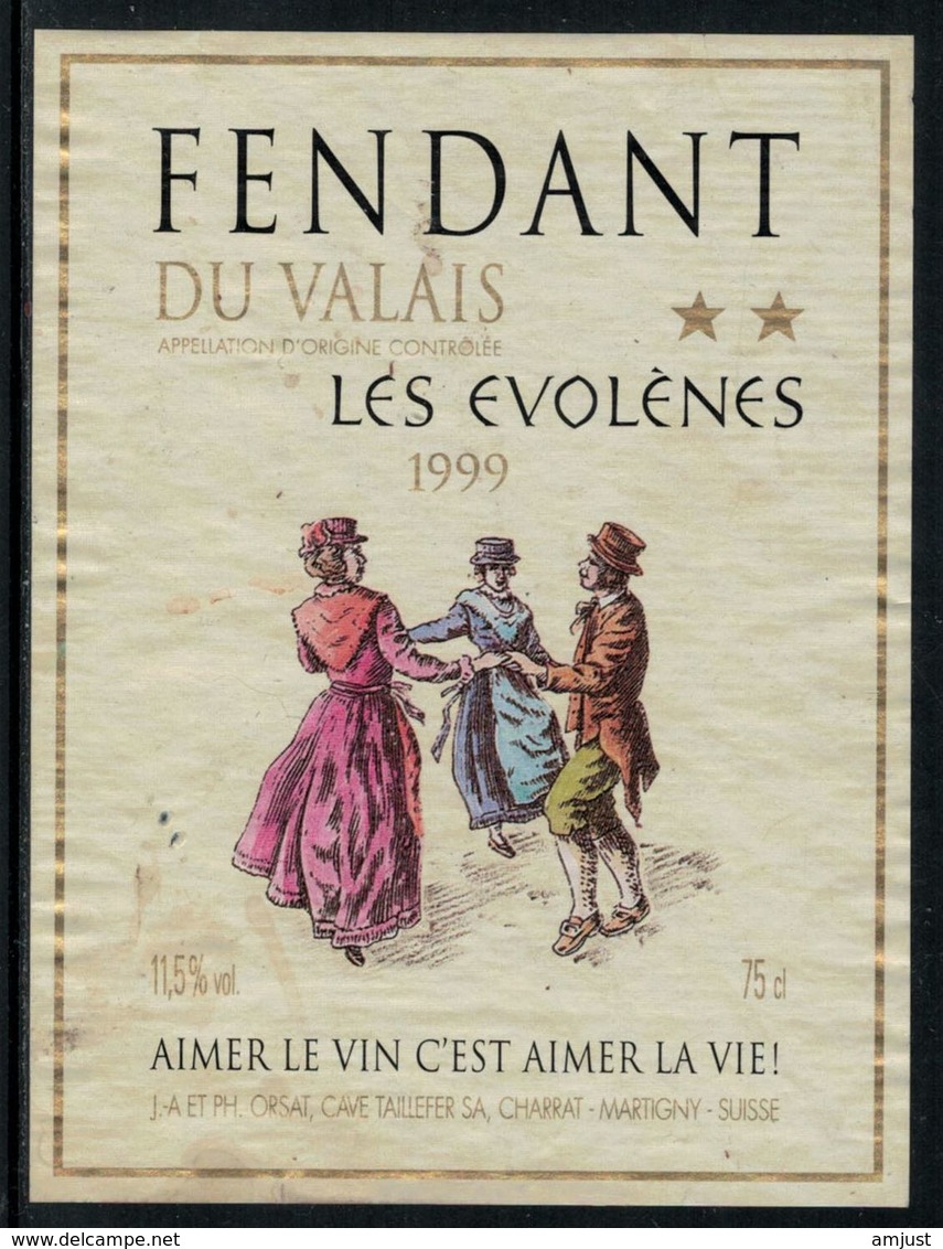 Rare // Etiquette De Vin // Costumes Traditionnels // Fendant, Les Evolène - Costumi Tradizionali