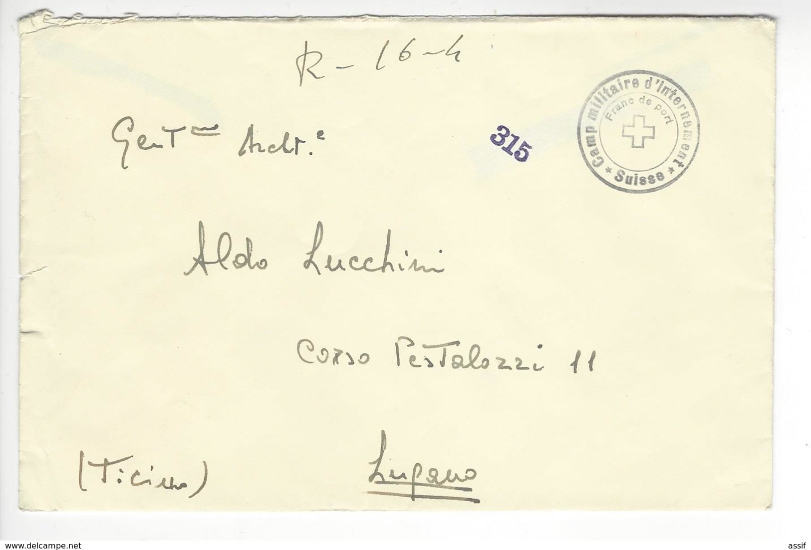 GENEVE CENSURE CENSOR WW2 SUISSE INTERNES CAMP INTERNEMENT /FREE SHIP. R - Storia Postale