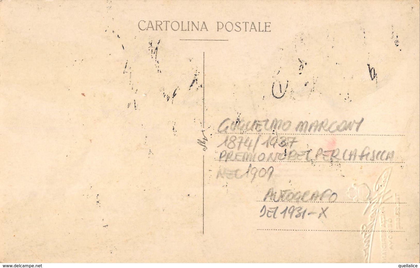 0829 "GUGLIELMO MARCONI 1874/1927-PREMIO NOBEL PER LA FISICA" AUTOGRAFO 1931-X.  CART NON SPED - Nobelprijs