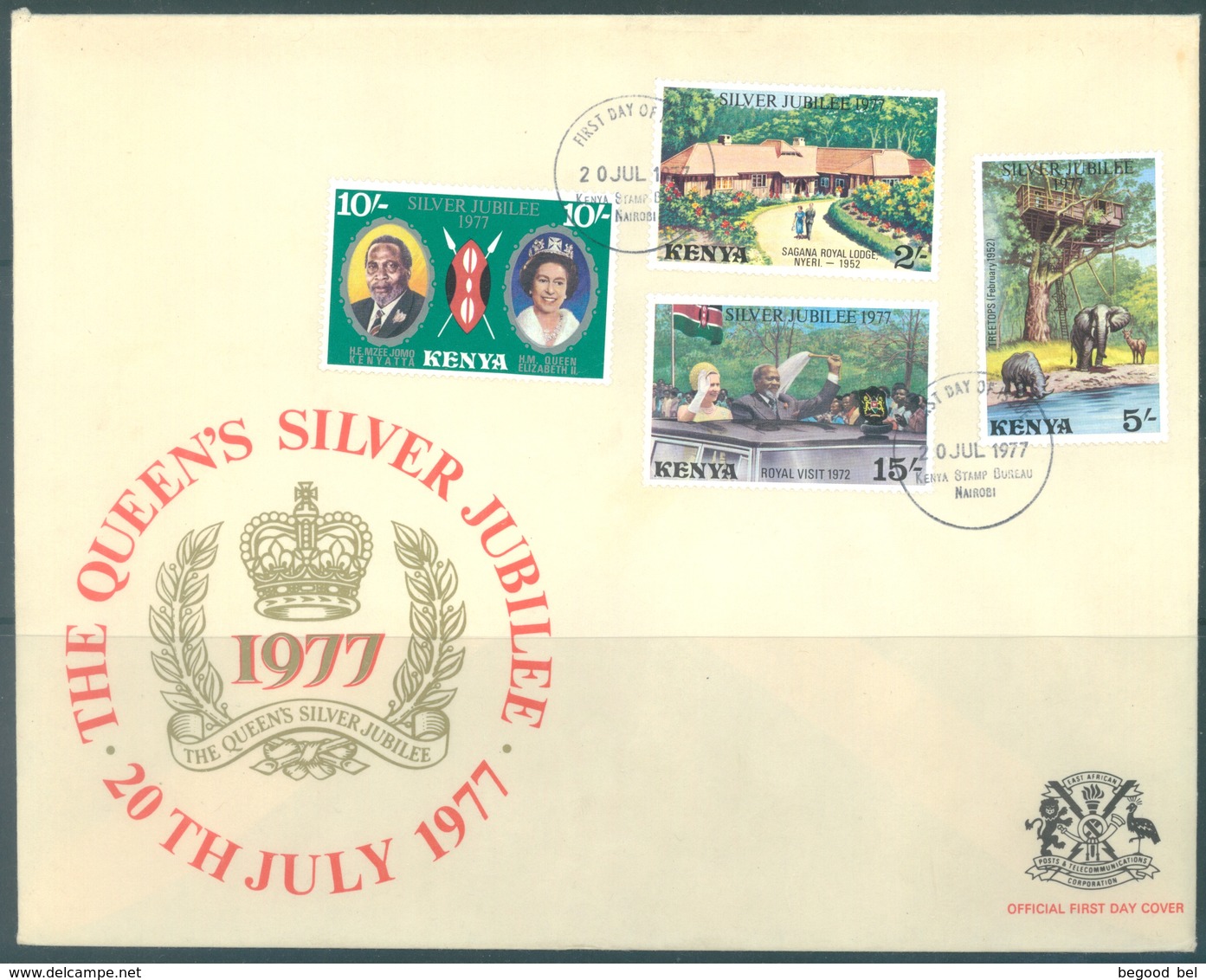 KENYA -  3 FDC's - 20.7.1977 - SILVER JUBILEE ELIZABETH II - Yv 82-85 BLOC 7 8  -  Lot 18891 - WITH EXPLANATION - Kenia (1963-...)