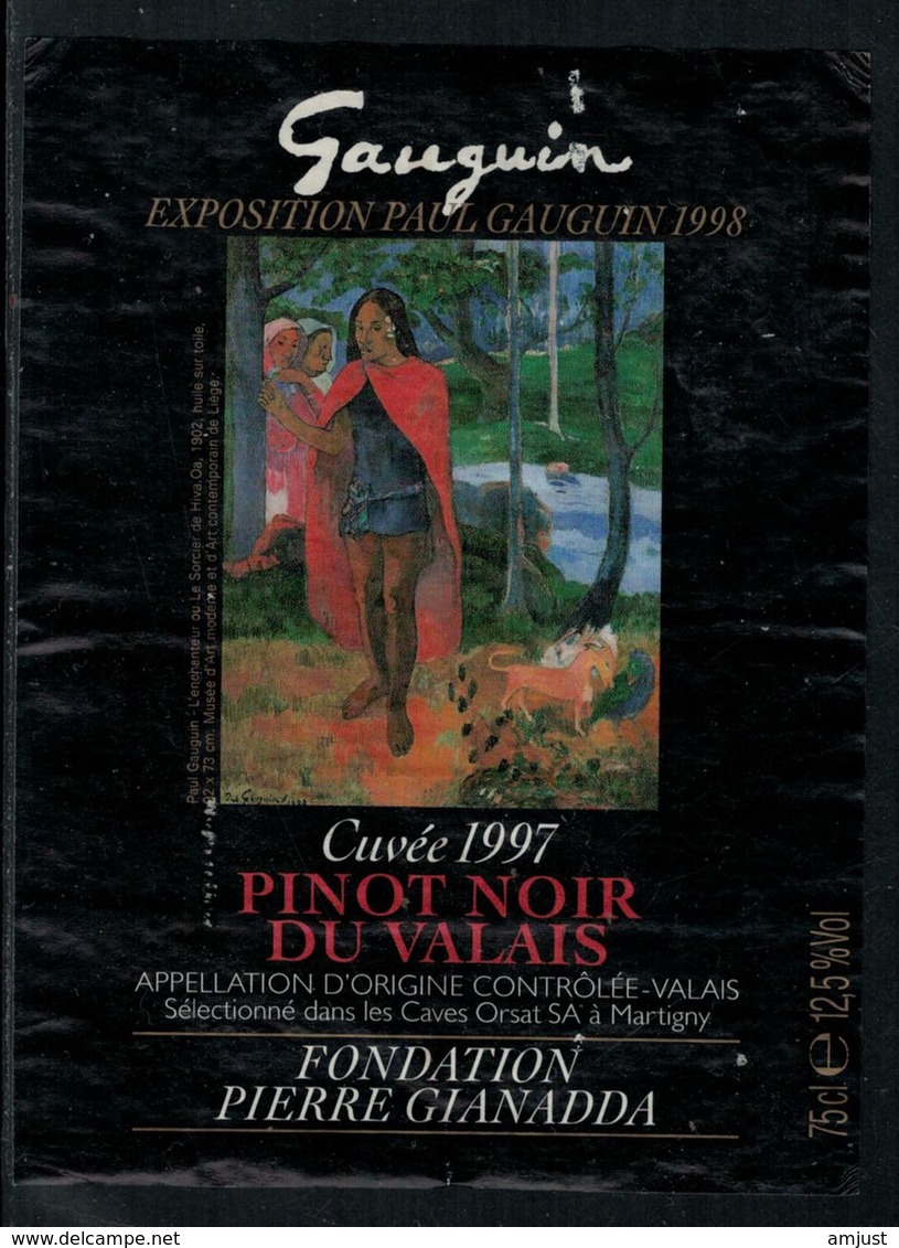 Rare // Etiquette De Vin // Art-Peintue // Pinot Noir Du Valais, Fondation Gianadda, Gauguin - Kunst